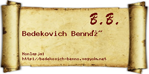 Bedekovich Bennó névjegykártya
